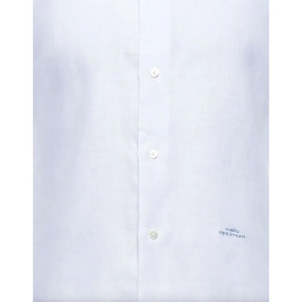 Malo Elegant White Linen Long Sleeve Shirt