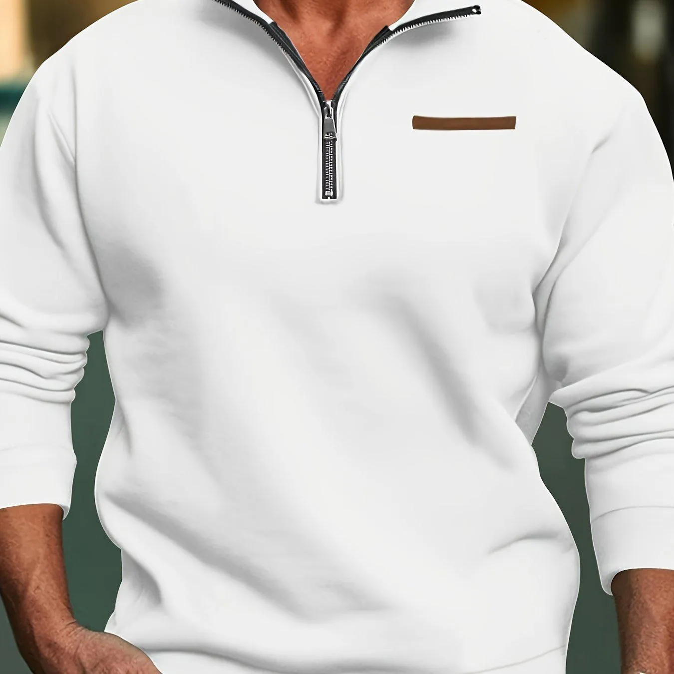 Men's  Long Sleeve Lapel Quarter Zip Sweater Shirt