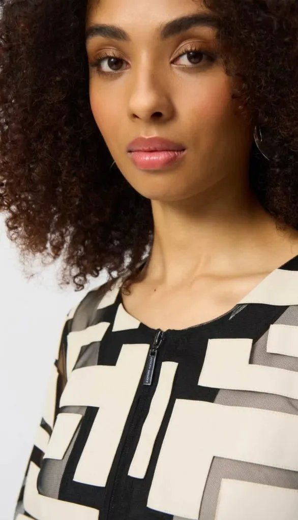 Mesh & Leatherette Fitted Jacket
