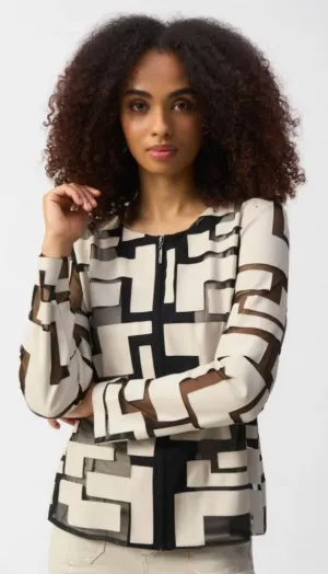 Mesh & Leatherette Fitted Jacket