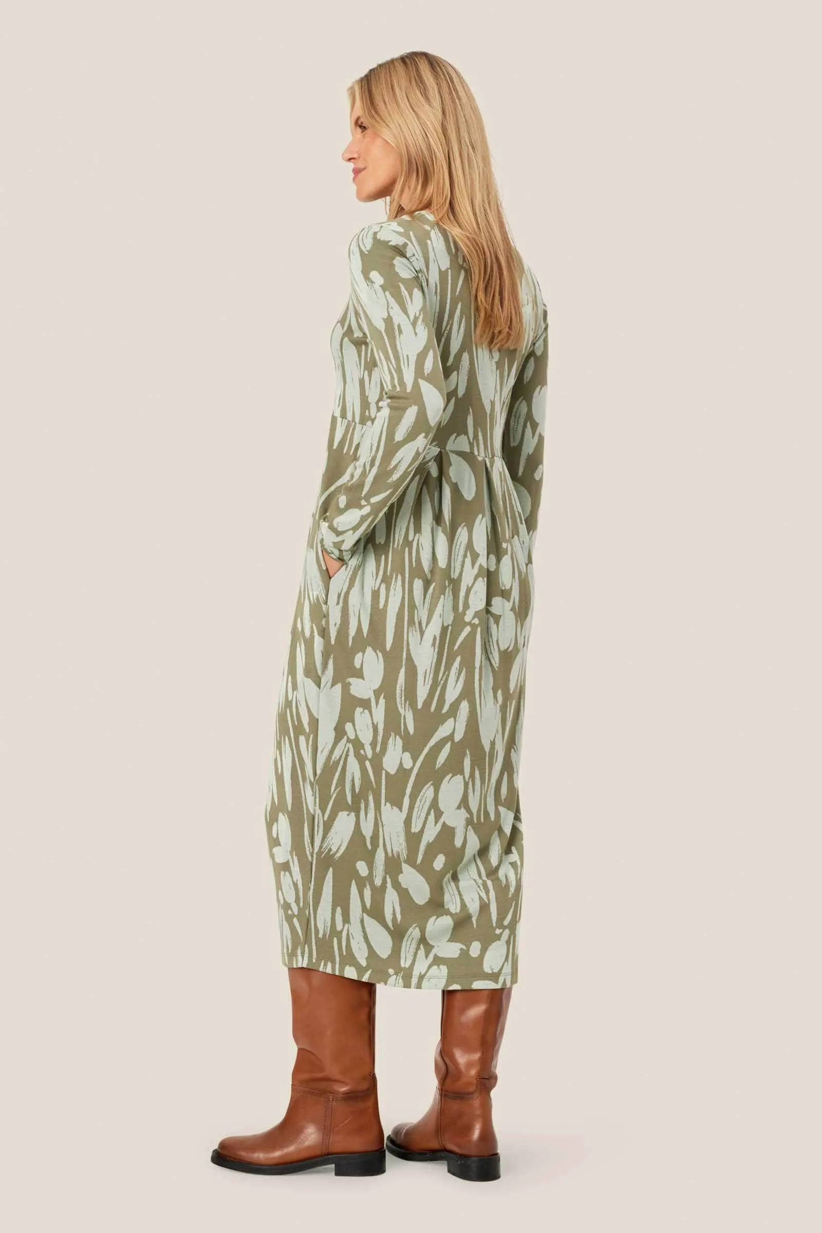 Nilana Printed Jersey Midi Dress - Frosty Green