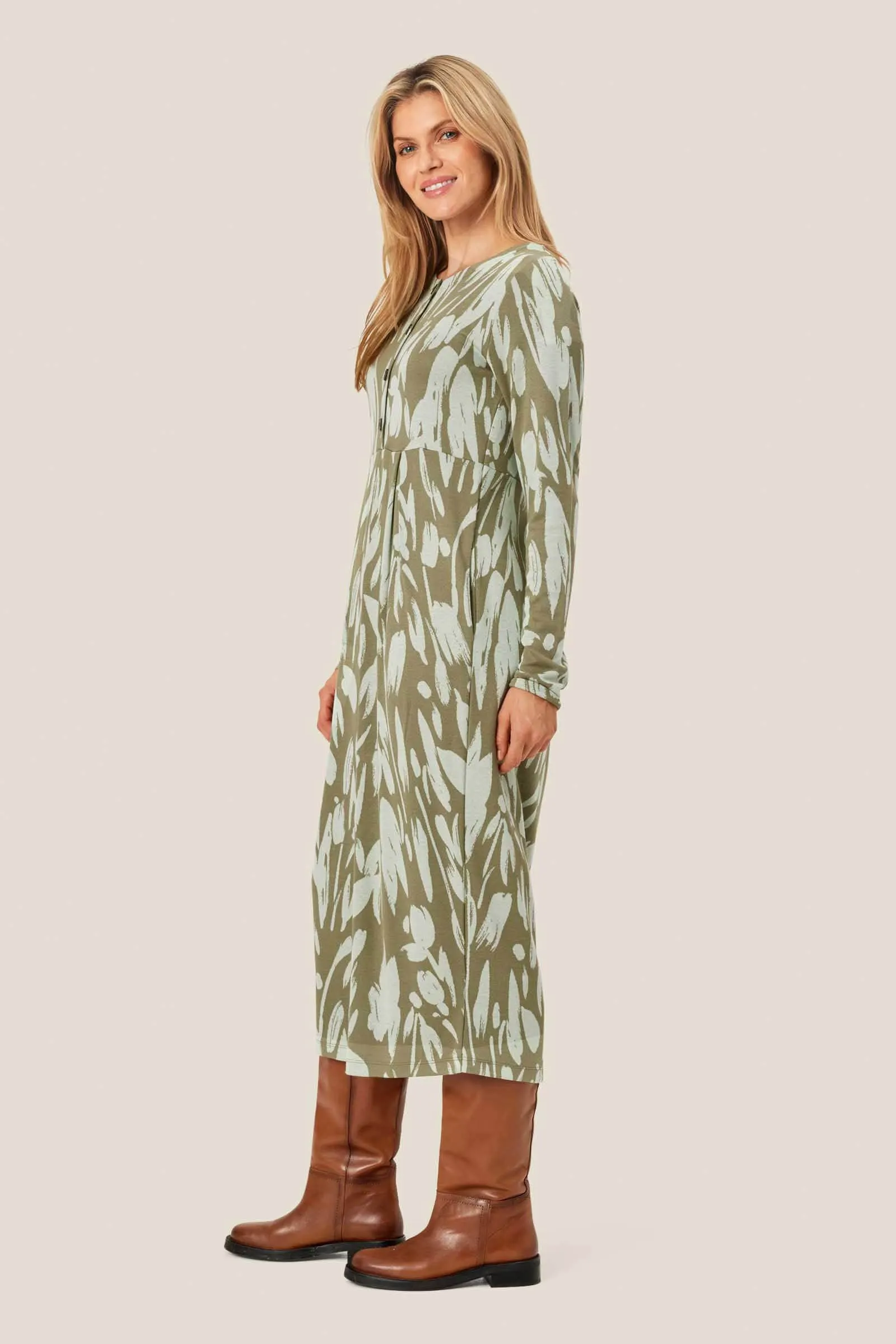 Nilana Printed Jersey Midi Dress - Frosty Green
