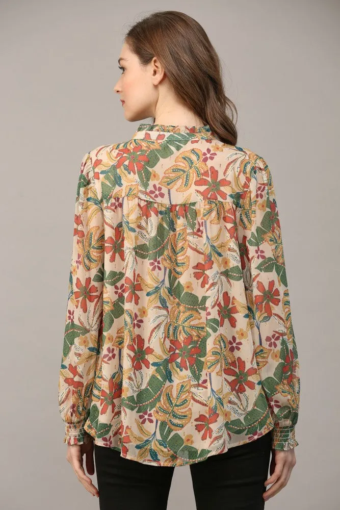 Paisley Print Chiffon Blouse Top