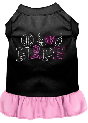 Peace Love Hope Breast Cancer Rhinestone Pet Dress Black With Light Pink Xxxl