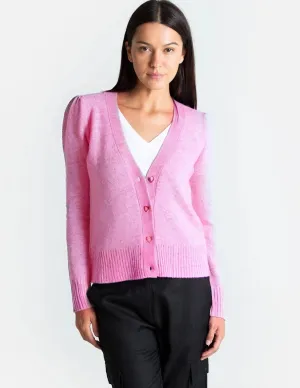 Puff Sleeve Cardigan in Peony