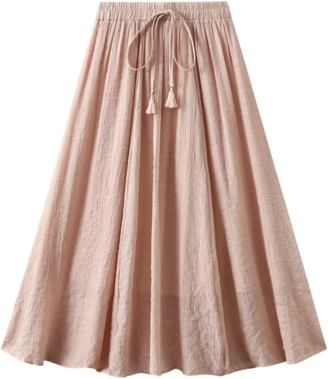 Skirt Womens Womens Boho Elastic High Waist Pleated A-Line Flowy Swing Tiered Maxi Long Skirt Dress with Pockets