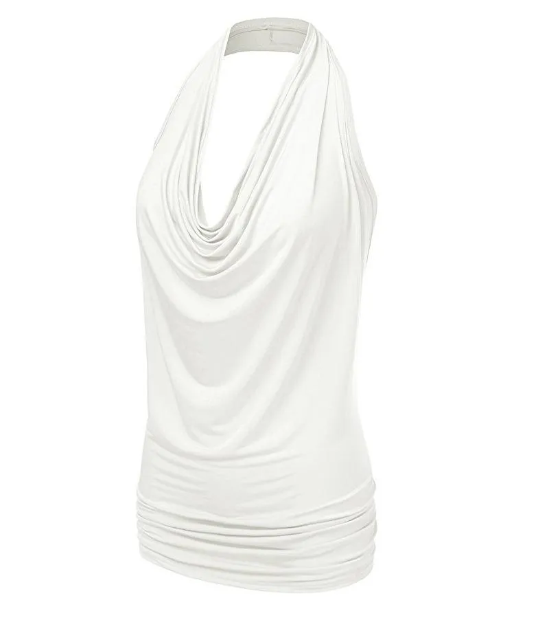 Sleeveless Drop Neck Slim Chiffon Blouse