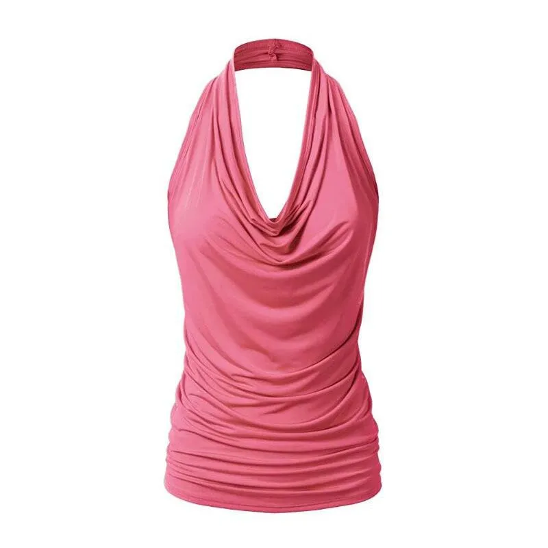 Sleeveless Drop Neck Slim Chiffon Blouse