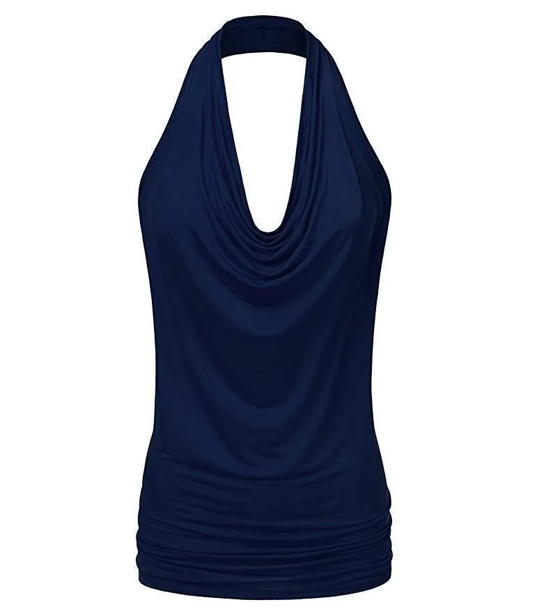 Sleeveless Drop Neck Slim Chiffon Blouse