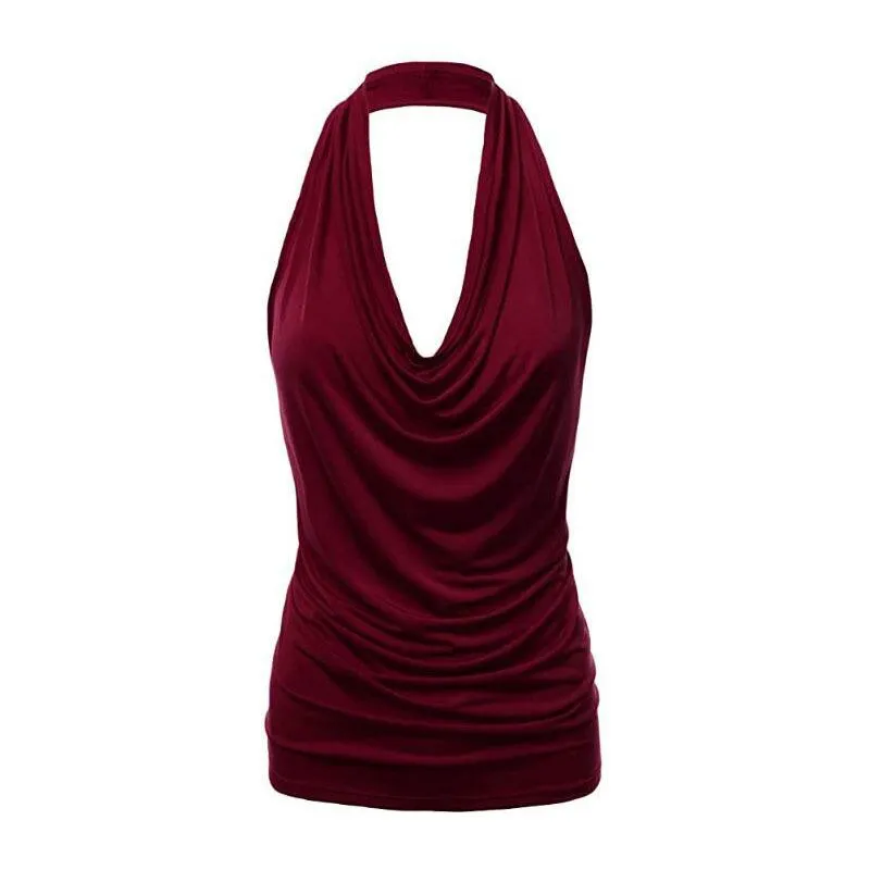 Sleeveless Drop Neck Slim Chiffon Blouse