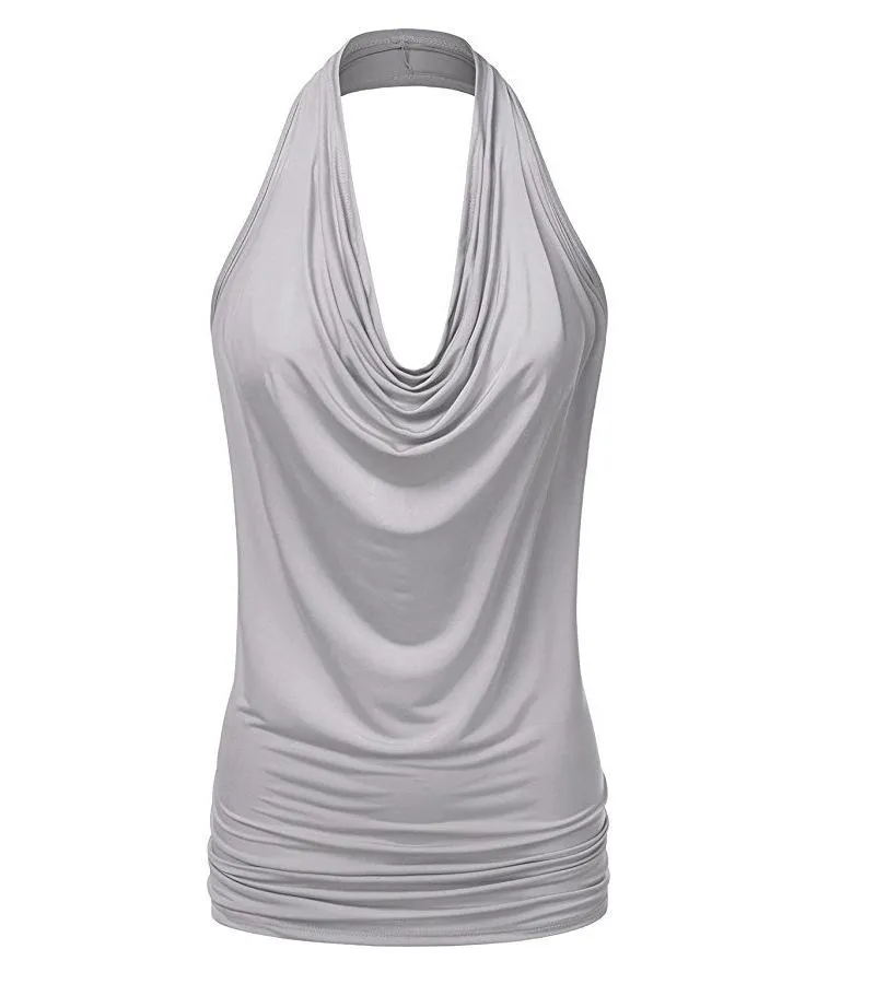 Sleeveless Drop Neck Slim Chiffon Blouse