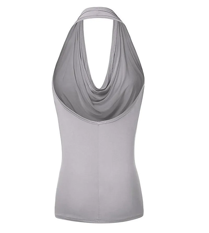 Sleeveless Drop Neck Slim Chiffon Blouse