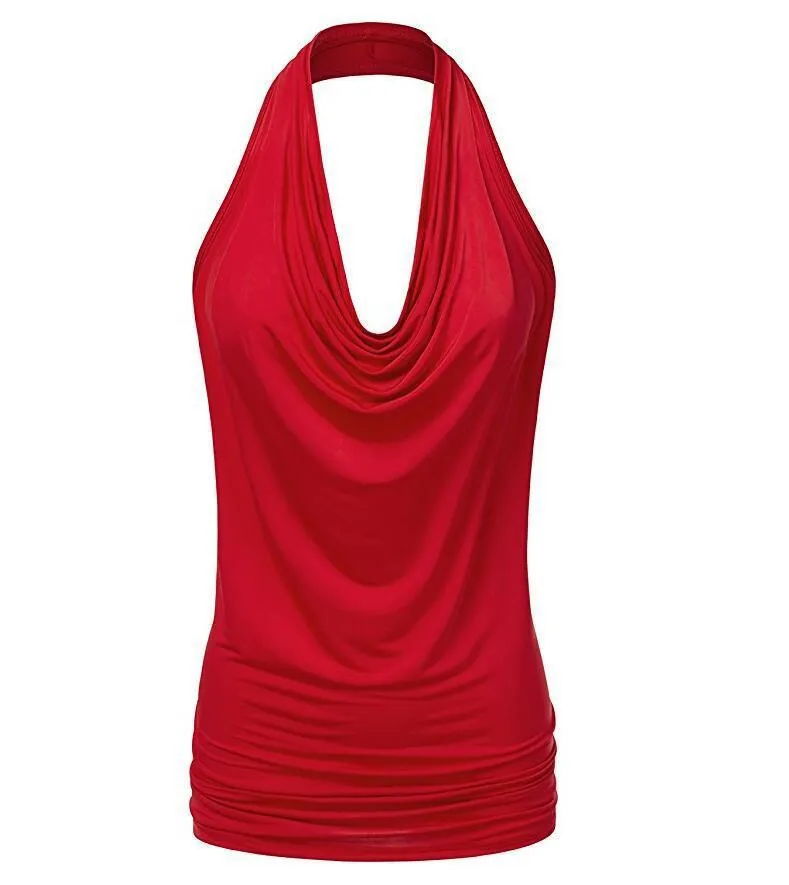 Sleeveless Drop Neck Slim Chiffon Blouse
