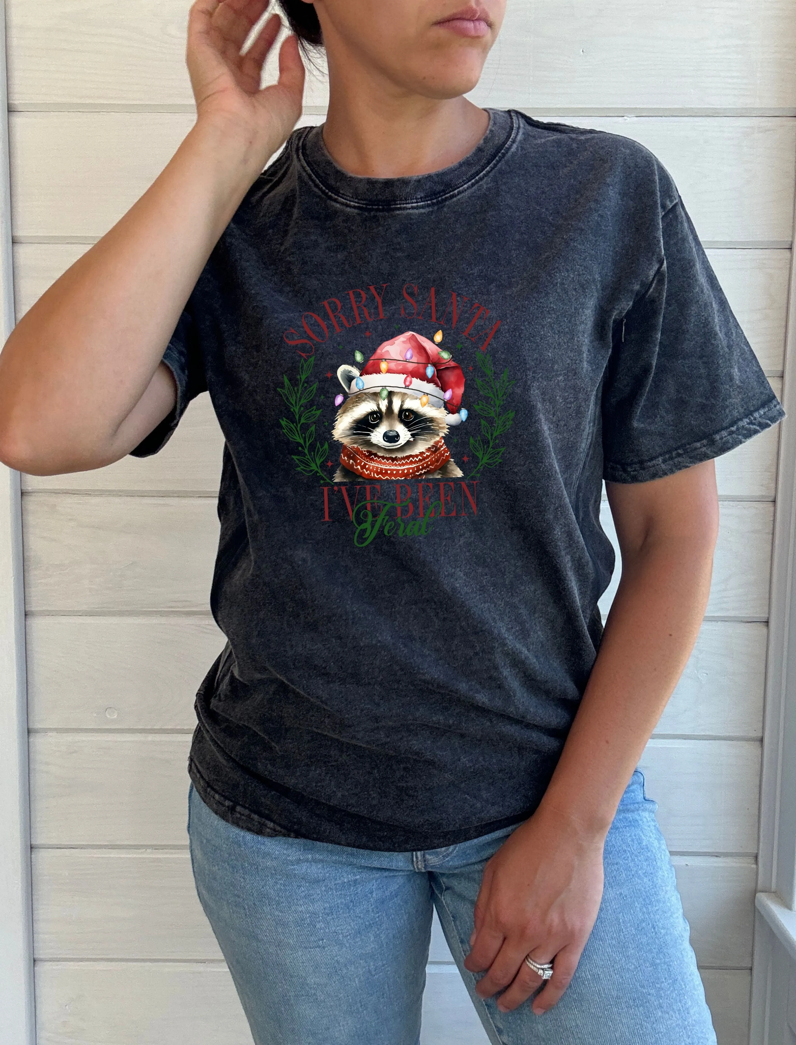 Sorry Santa I've Been Feral Solid Comfort Tee