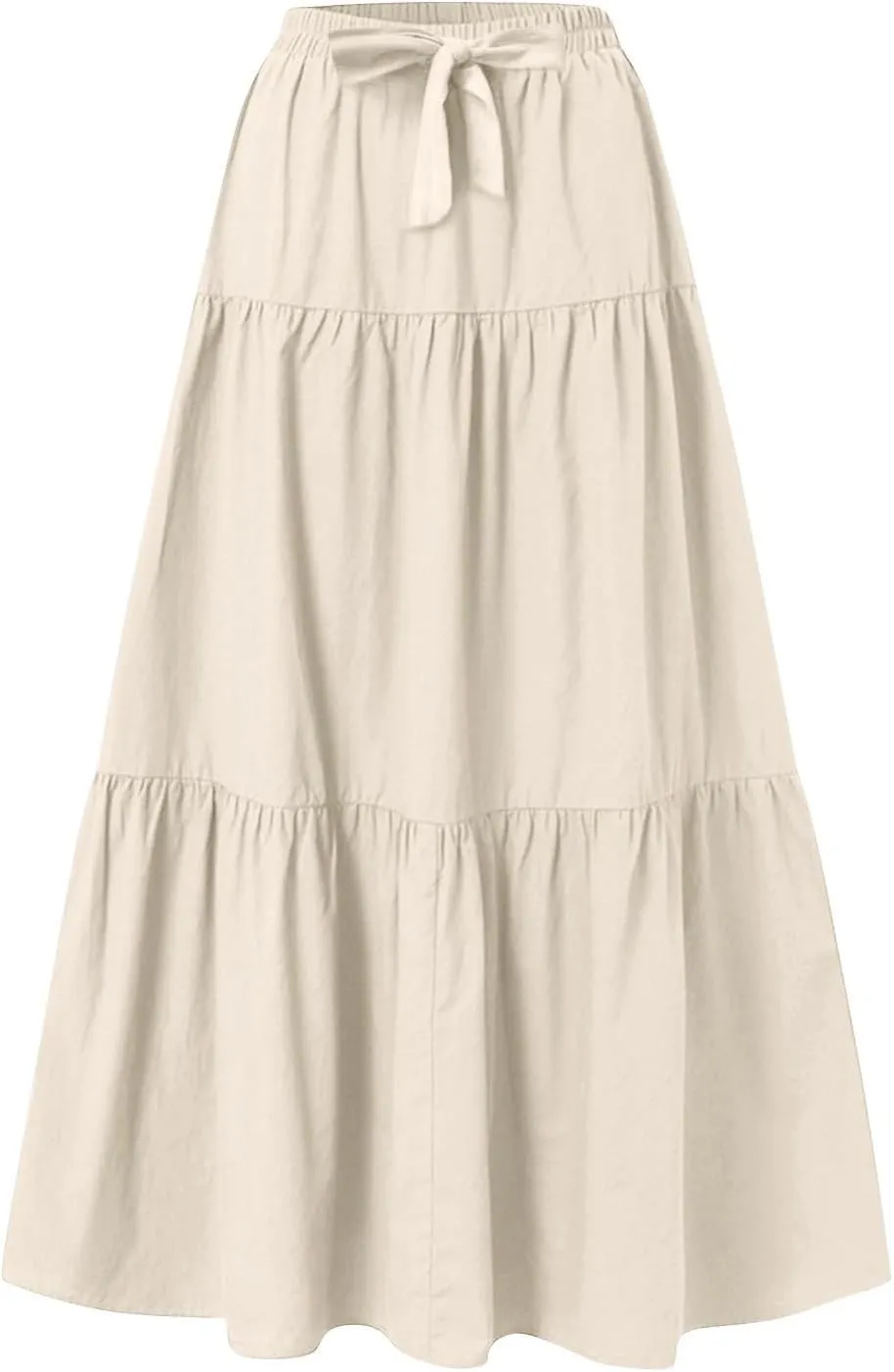 Summer Maxi Skirts for Women 2025 Tiered A Line Pleated Drawstring Long Skirt Boho Flowy Casual Vacation Skirts