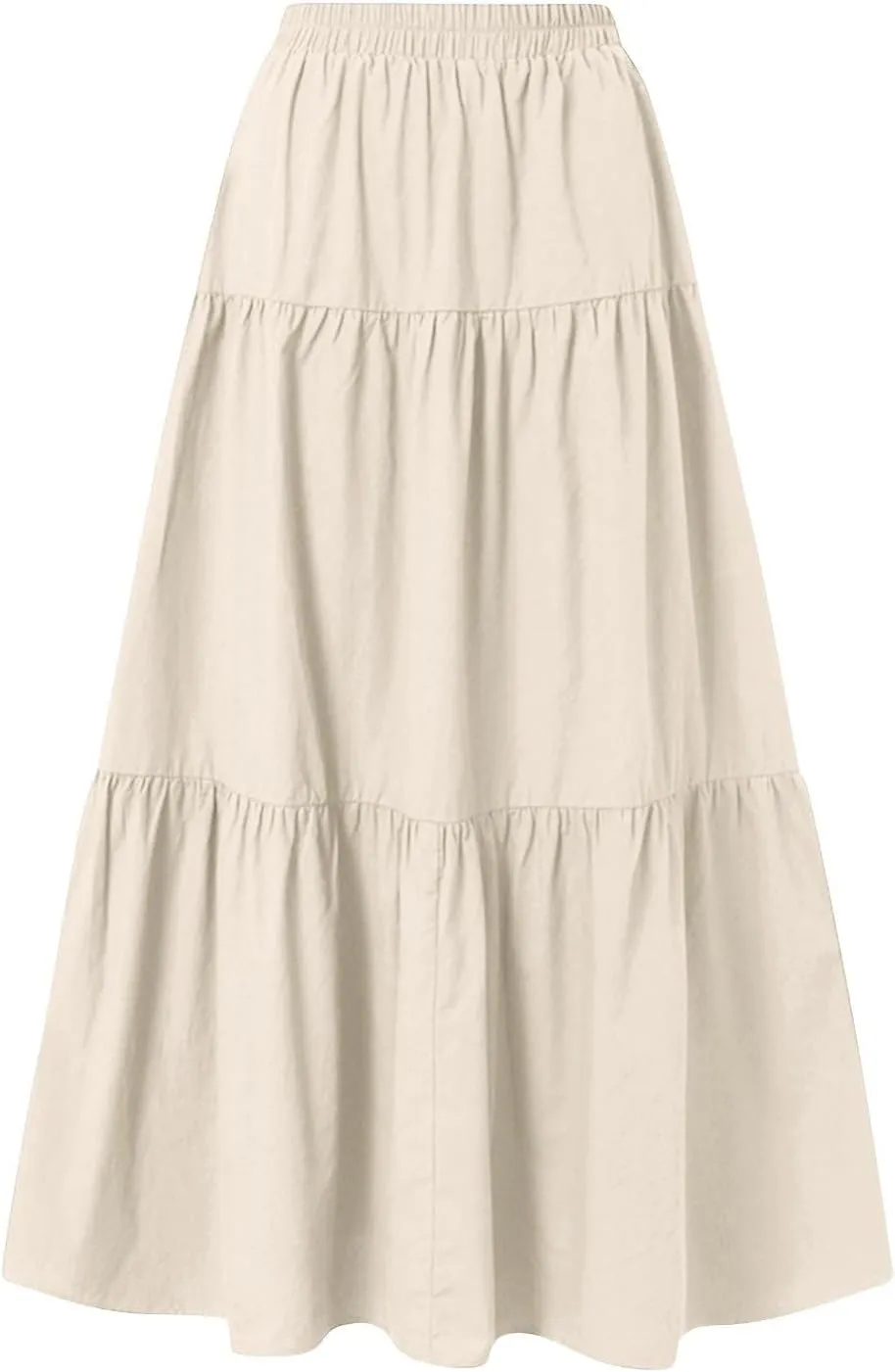 Summer Maxi Skirts for Women 2025 Tiered A Line Pleated Drawstring Long Skirt Boho Flowy Casual Vacation Skirts