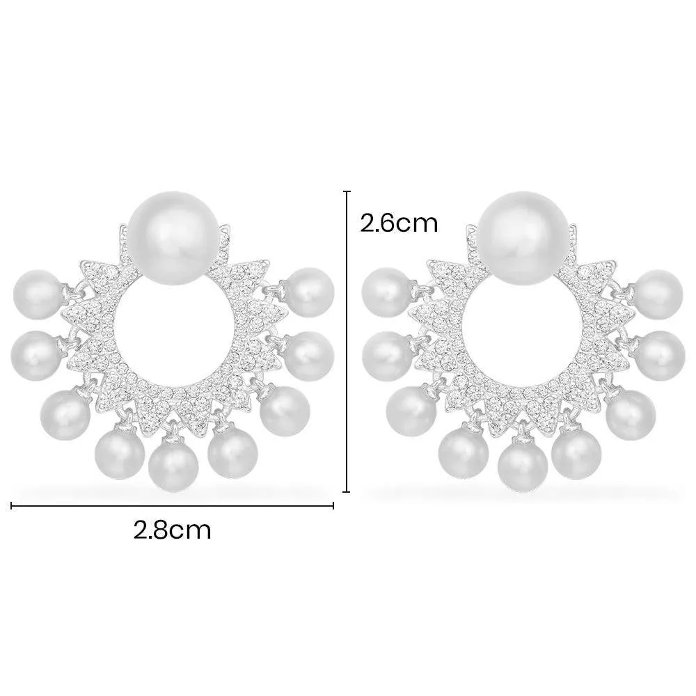 Sun Ear Jackets With Pearls - Silver