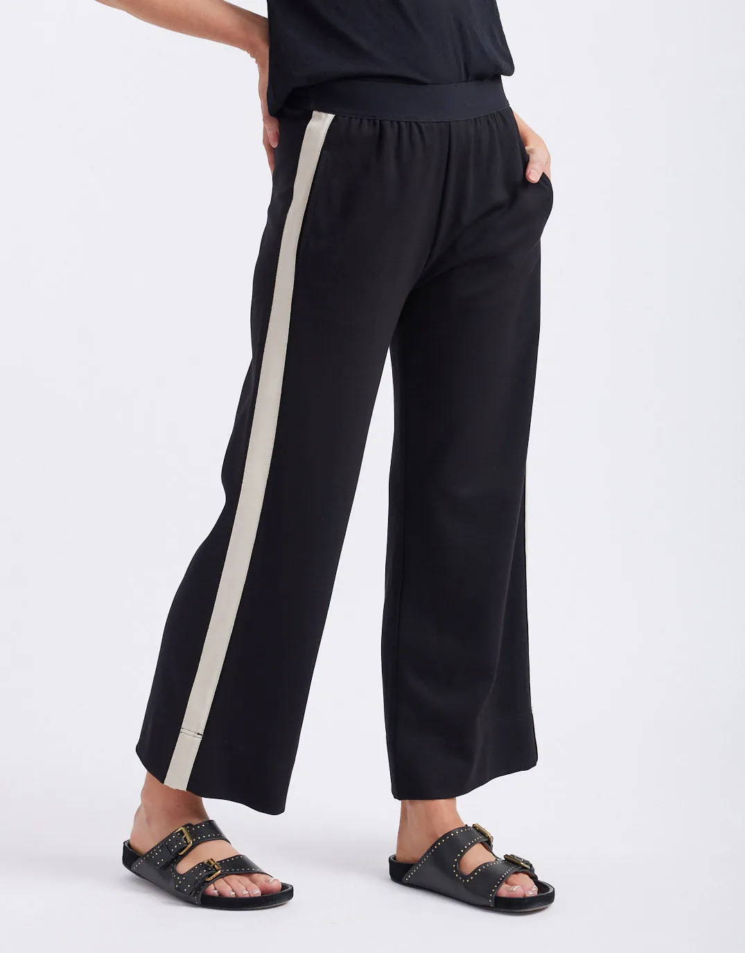 Timeless 7/8 Ponte Pant - Black/Beige Stripe