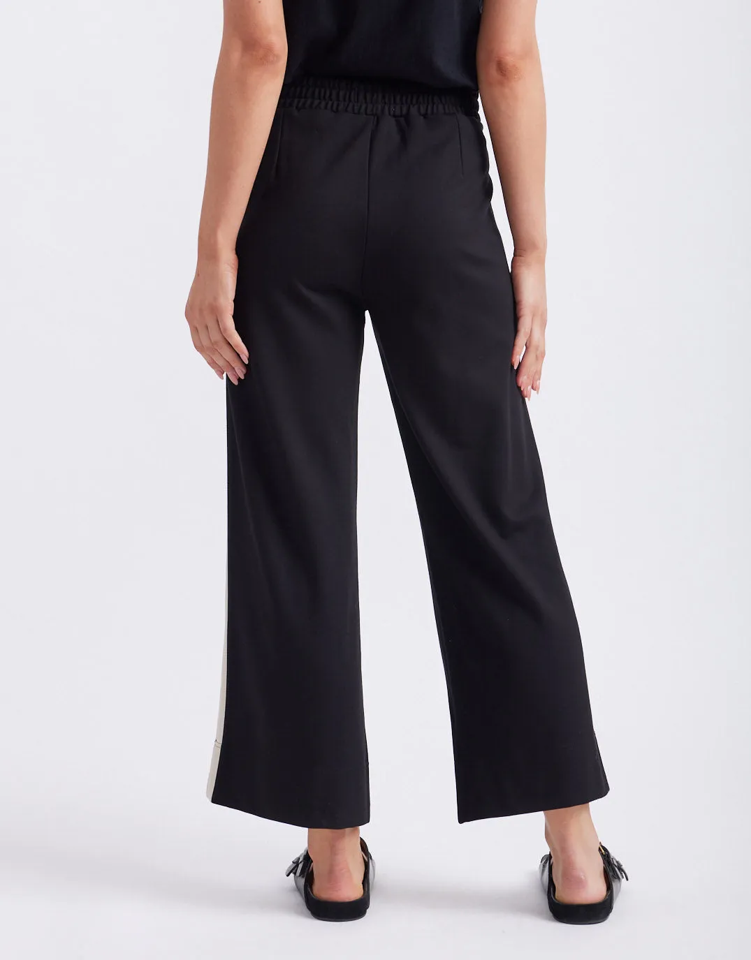 Timeless 7/8 Ponte Pant - Black/Beige Stripe
