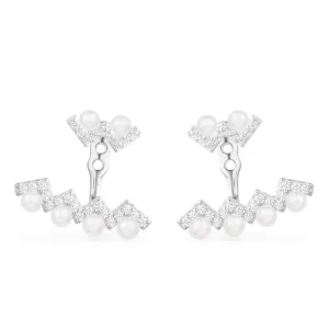 Up And Down Ear Jackets with Pearls - Silver