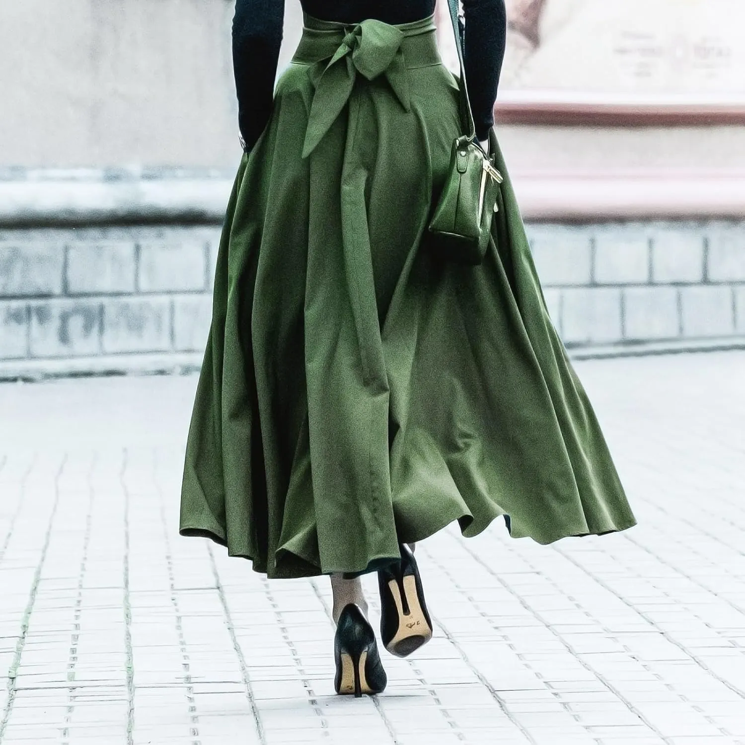 Woman Skirt Womens Flowy Maxi Skirt Summer Pleated High Waisted Casual Long Skirts with Pockets Skirts for Women Midi Length