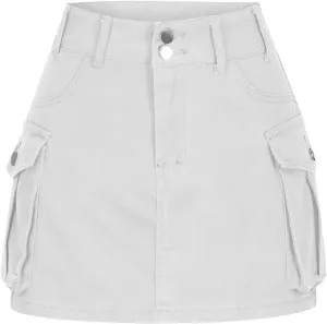 Women Casual Flap Pocket High Waist Straight Cargo Skirts Y2K Mini Skirts Solid Color Bodycon Skirts