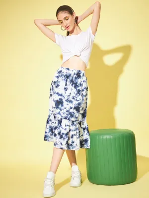 Women Crepe Dyed Flared Midi Skirt