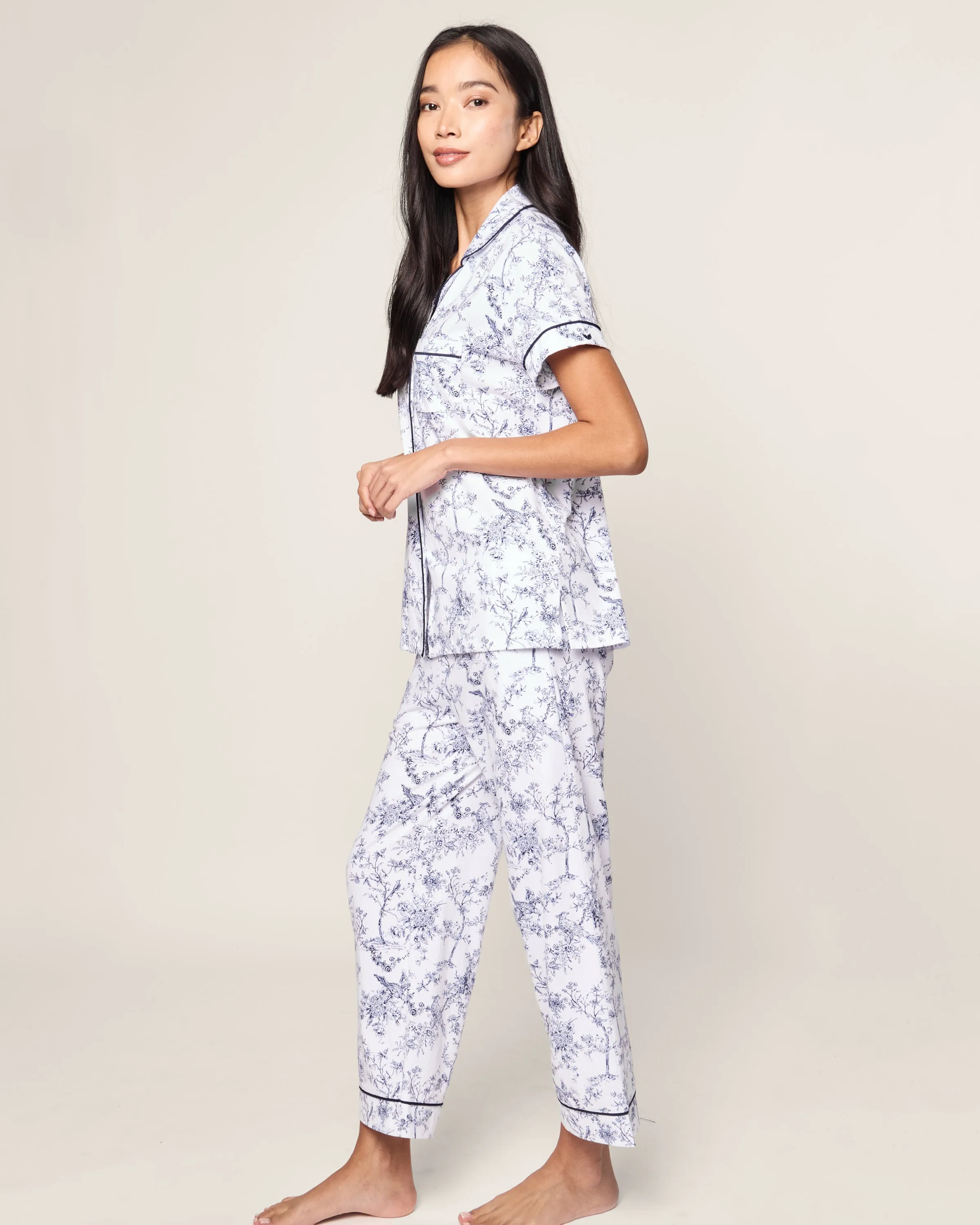 Women's Pima Crop Set in Timeless Toile