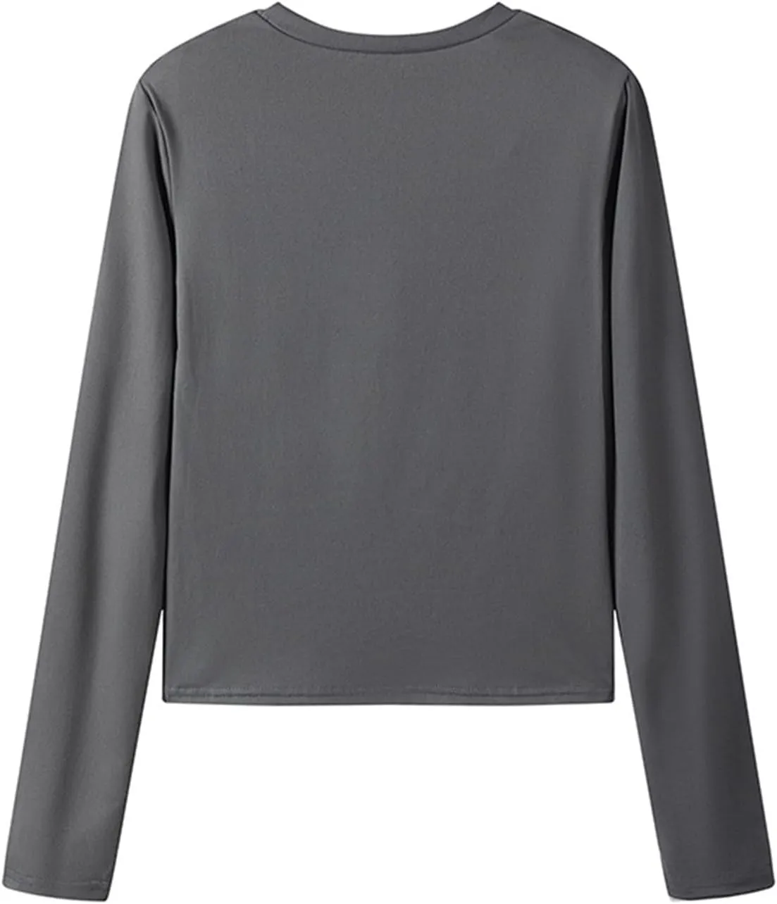 Womens Tops Trendy Solid Color Pullover Casual Long Sleeve Shirts Crew Neck Slim Stretch Clothes 2024