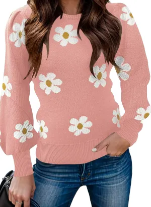 Zeagoo Womens Sweaters Fall 2024 Fashion Trendy Long Sleeve Sweaters Ribbed Knit Winter Outfits Puff Pullover Jumper Tops