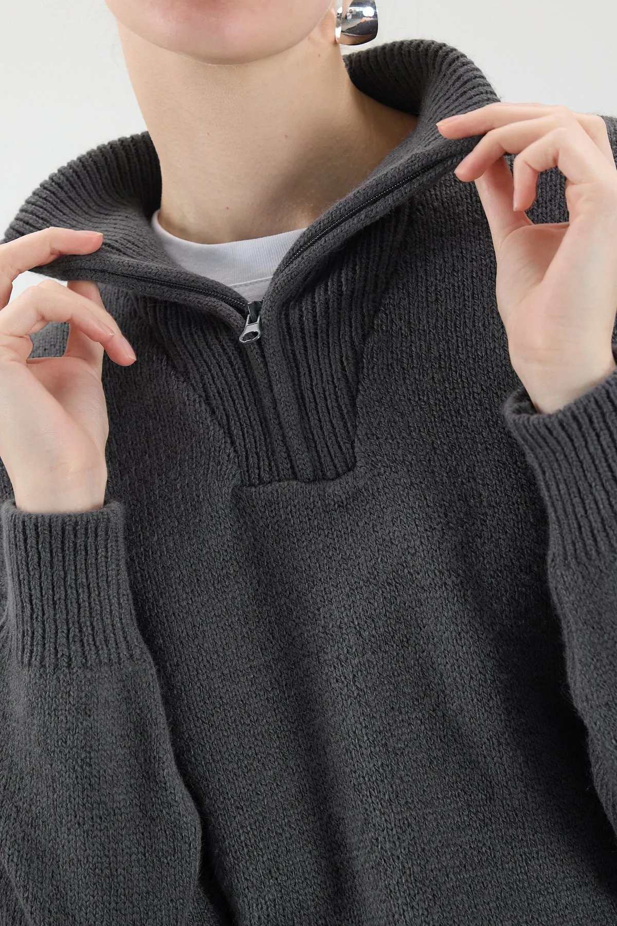 Zip Neck Knit Sweater